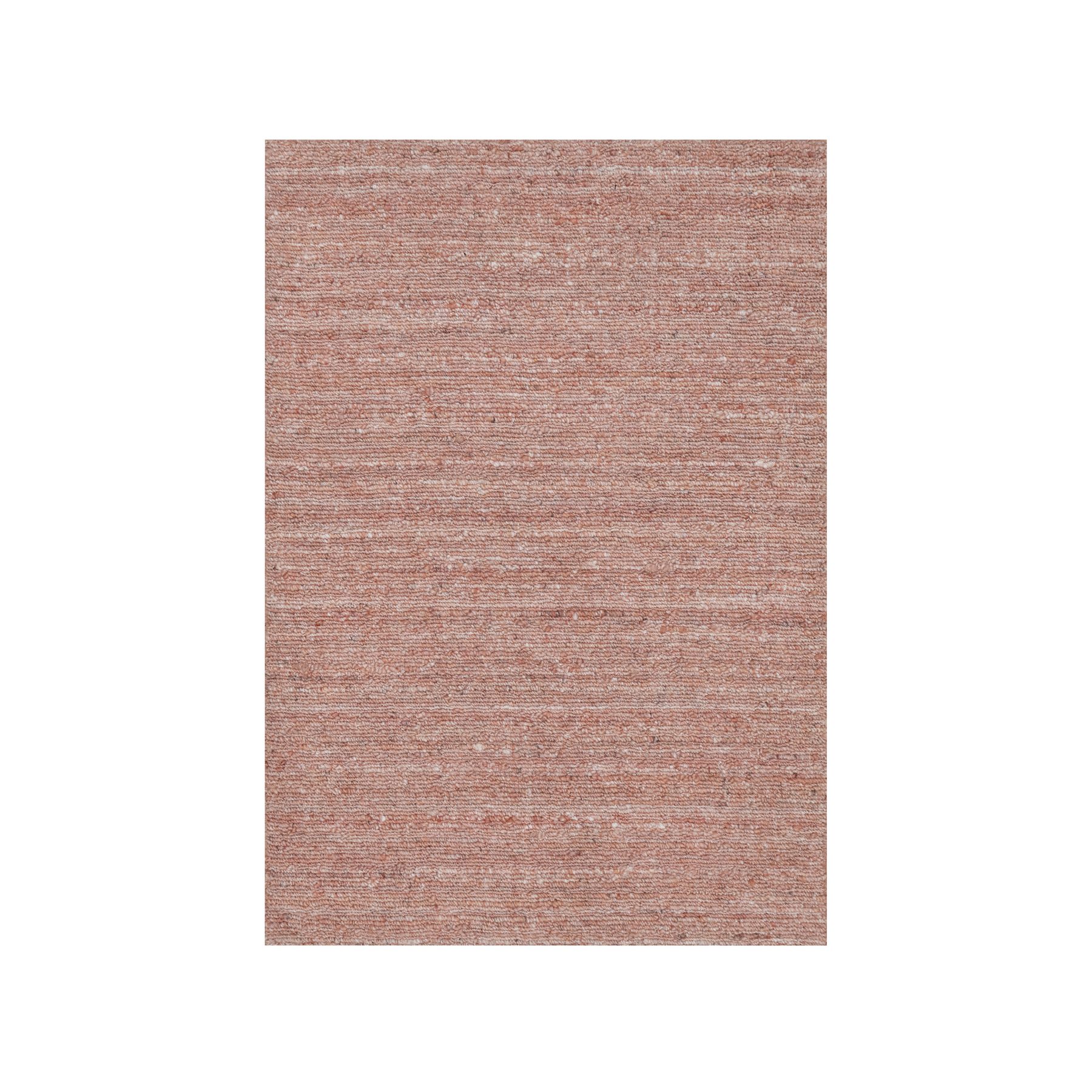 2'x3' Rose Pink, Soft to the Touch Pile, Pure Wool, Plain Modern Striae Design, Hand Loomed, Mat, Oriental Rug 